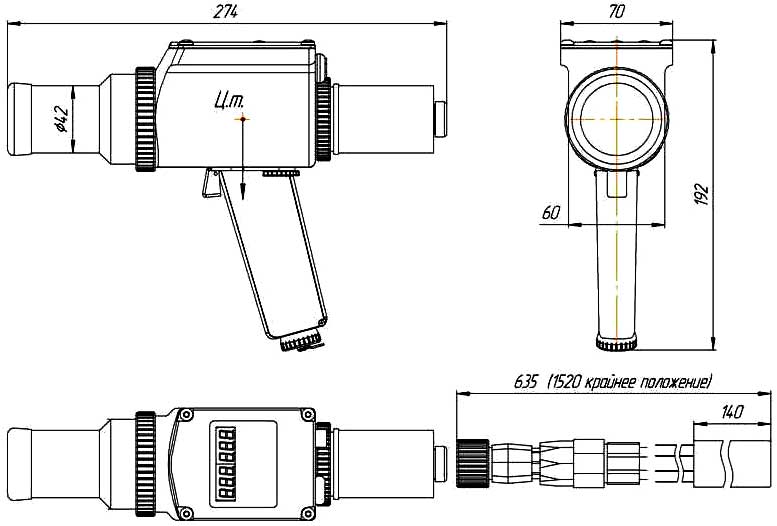 Радиометр РПО-1 - габаритная схема