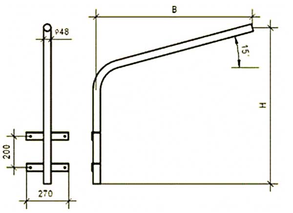 Габаритная схема кронштейна К1П-12-10