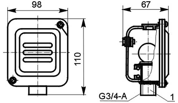 Габаритная схема коробки-амортизатора К-937