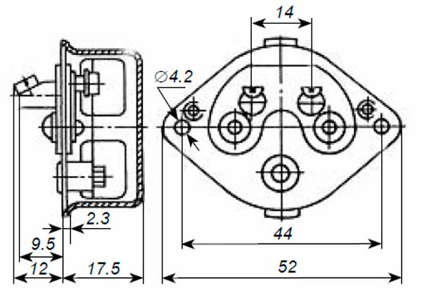 Габаритная схема термовыключателя АД-155М-А1К