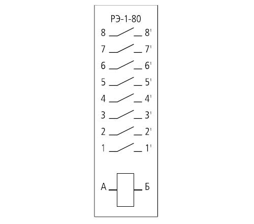 Электрическая принципиальная схема реле РЭ-1-80