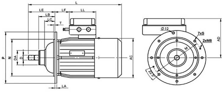 Схема - конструкция и габариты асинхронного электродвигателя KG 2011 D6