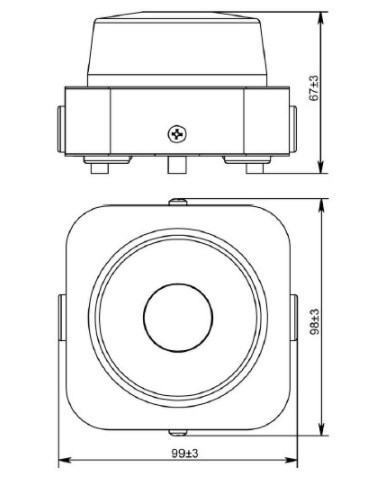 Схема габаритных размеров оповещателя Соло М-08-12В