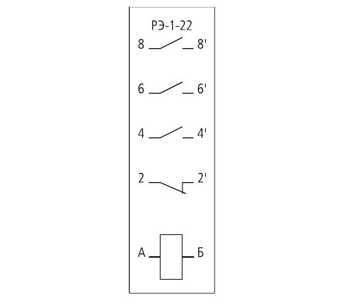 Принципиальная электрическая схема реле РЭ-1-22