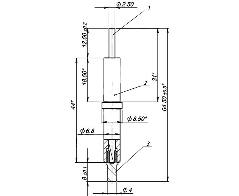 Конструктивная схема электрода розжига МК 1443.04.00.443