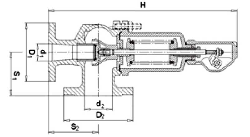 Габаритная схема клапана предохранительного Armak 630A