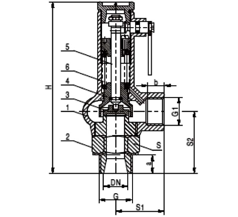 Конструкция и габариты клапана предохранительного Armak 781