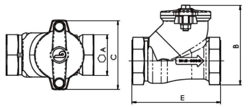 Габаритная схема клапана обратного канализационного муфтового ZETKAMA 401B