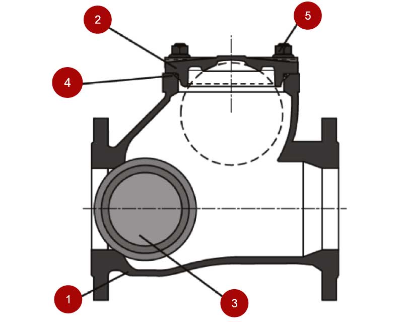 Конструктивная схема клапана обратного канализационного муфтового ZETKAMA 401B